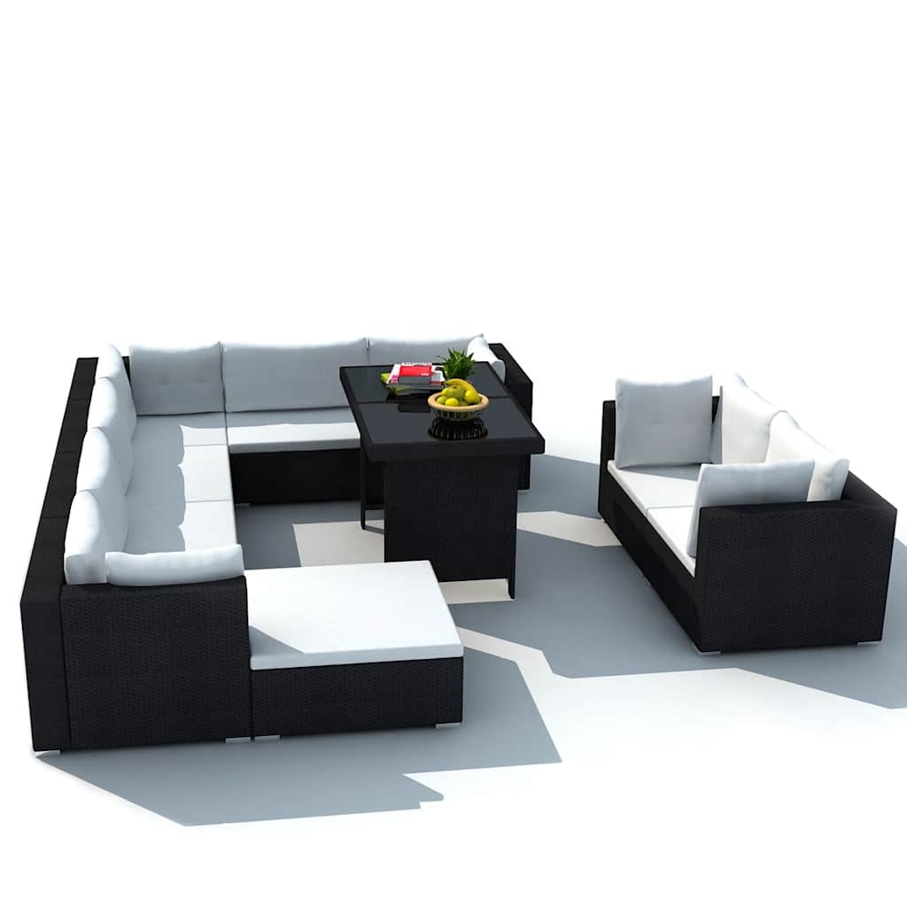 Set Divani da Giardino 10 pz con Cuscini in Polyrattan
