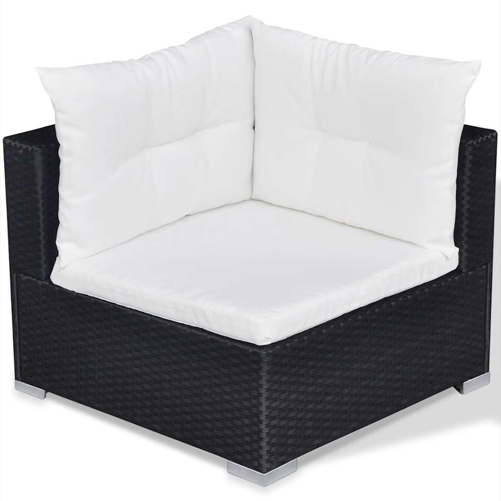 Set Divani da Giardino 10 pz con Cuscini in Polyrattan Nero | homemem39
