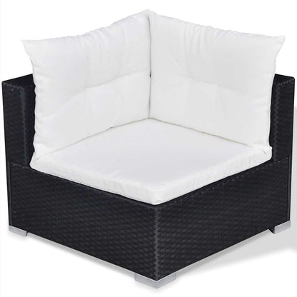 Set Divani da Giardino 10 pz con Cuscini in Polyrattan Nero | homemem39