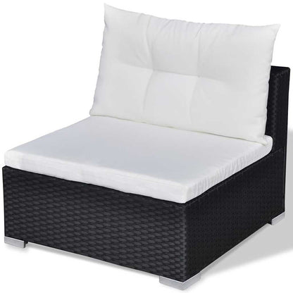 Set Divani da Giardino 10 pz con Cuscini in Polyrattan Nero | homemem39
