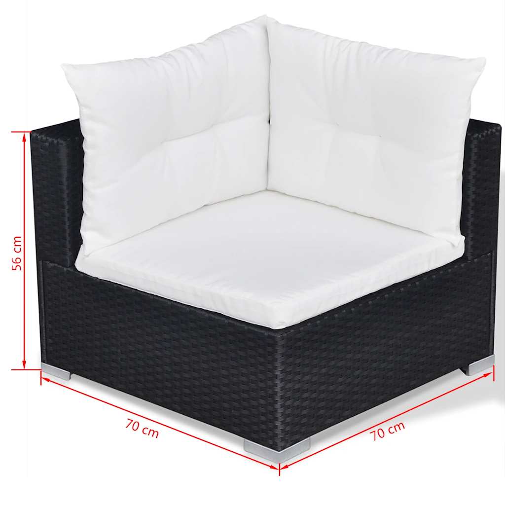 Set Divani da Giardino 10 pz con Cuscini in Polyrattan Nero | homemem39