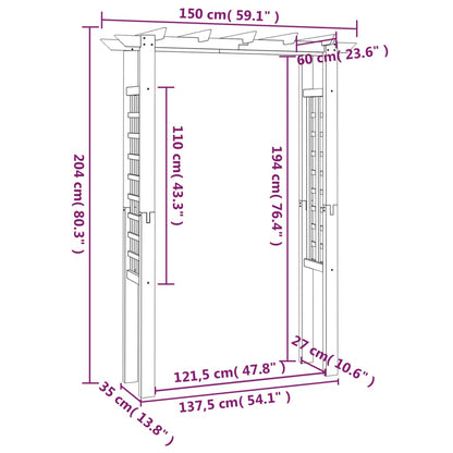 Pergola / Arco da Giardino 150x60x204 cm in Legno Impregnato | homemem39