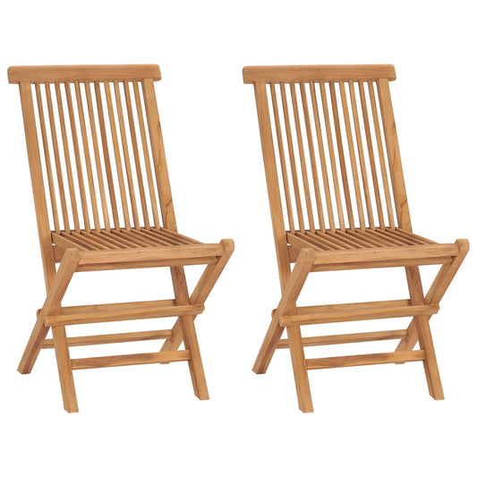 Folding Garden Chairs 2 pcs in Solid Teak Wood