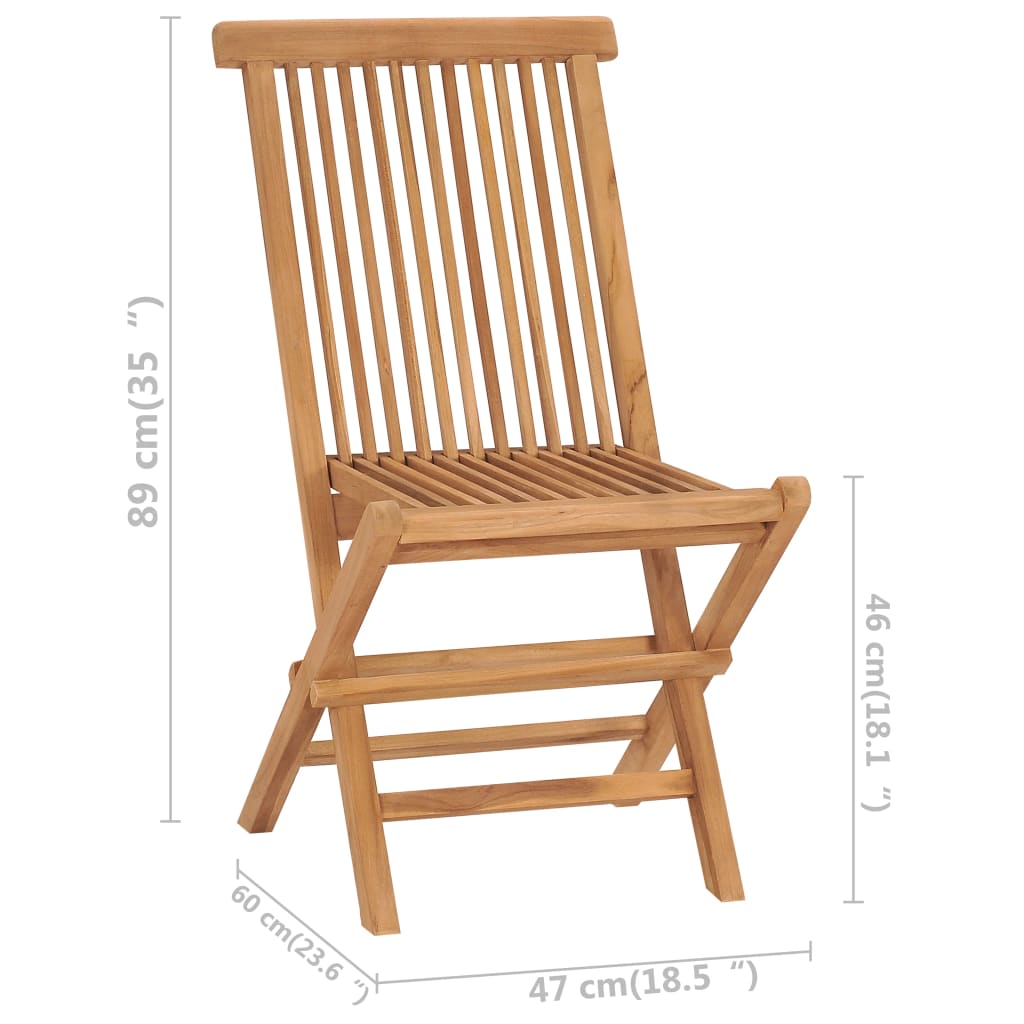 Folding Garden Chairs 2 pcs in Solid Teak Wood