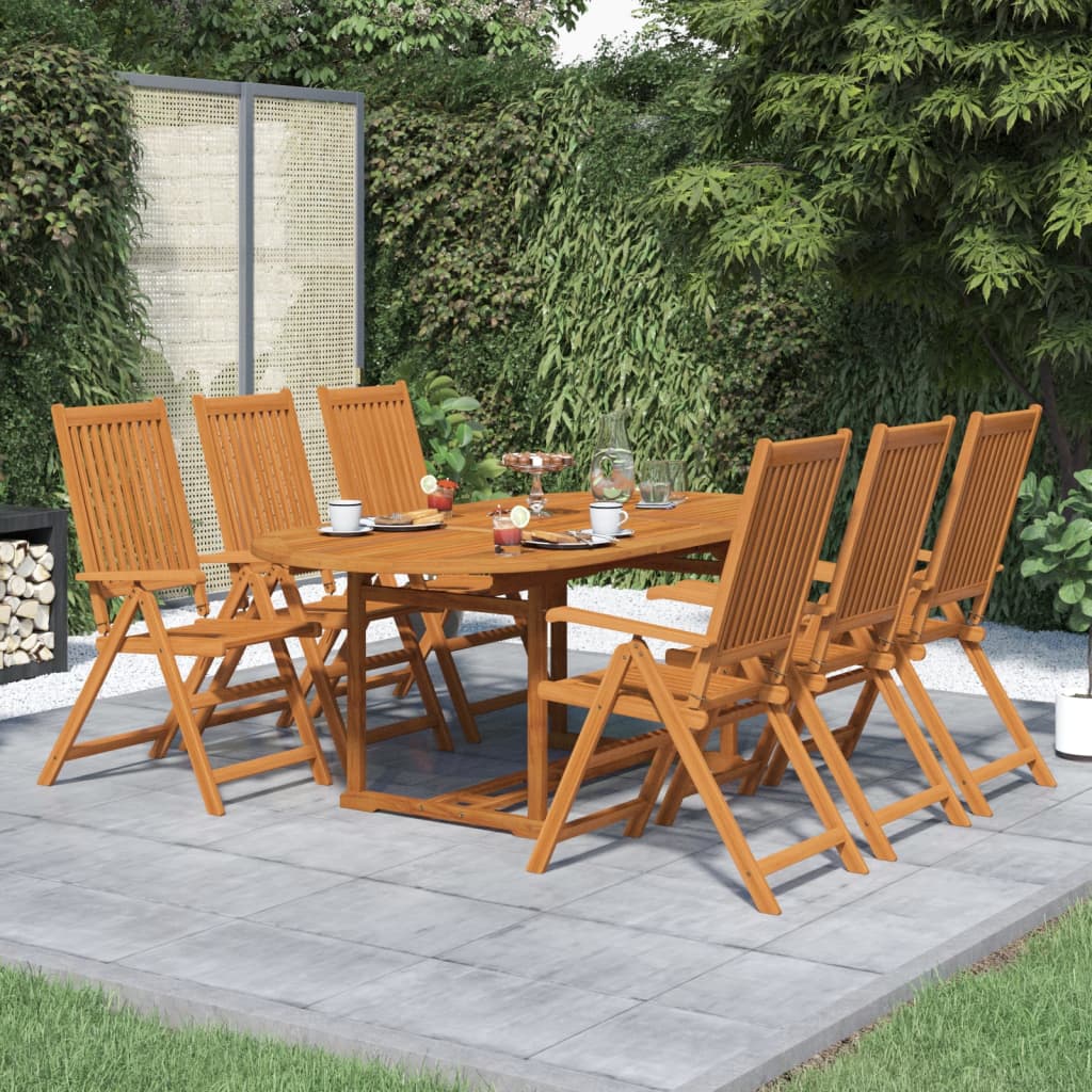 Set da Pranzo da Giardino 7 pz in Legno Massello di Acacia 150-200 cm | homemem39