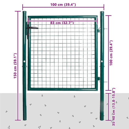 Cancello per Recinzione a una Porta 100x100 cm in Acciaio verniciato a Polvere