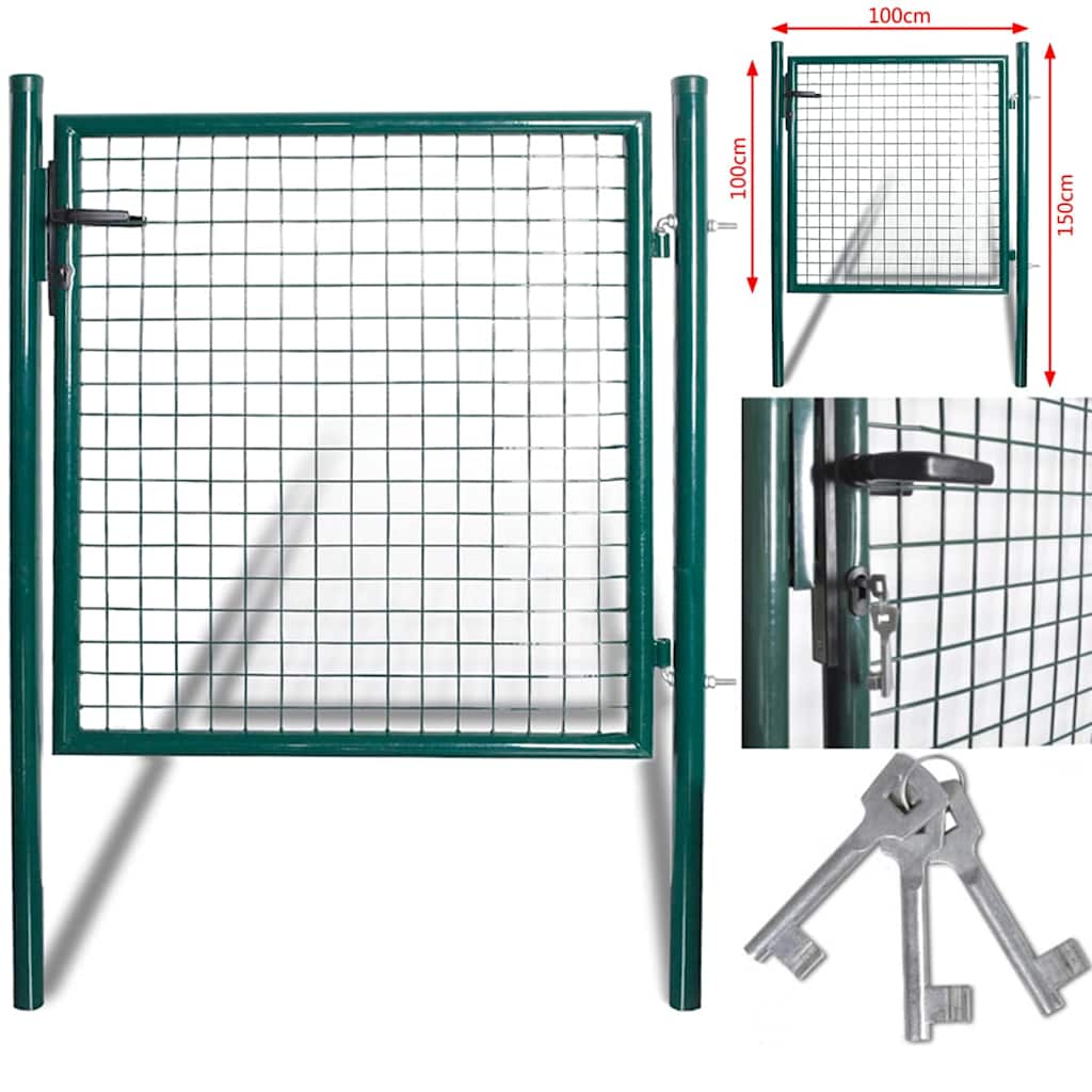 Cancello per Recinzione a una Porta 100x100 cm in Acciaio verniciato a Polvere