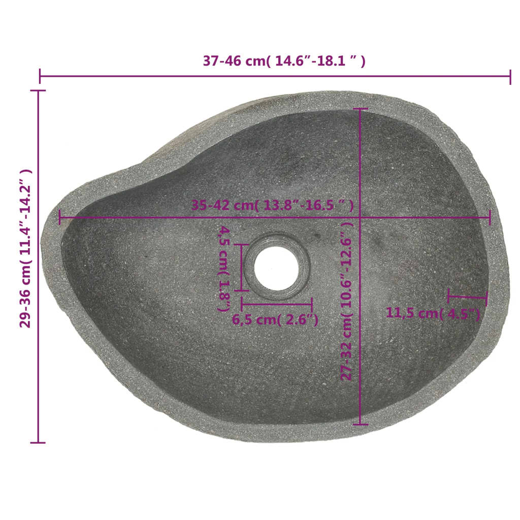 Lavandino in Pietra di Fiume Ovale 37-46 cm - homemem39