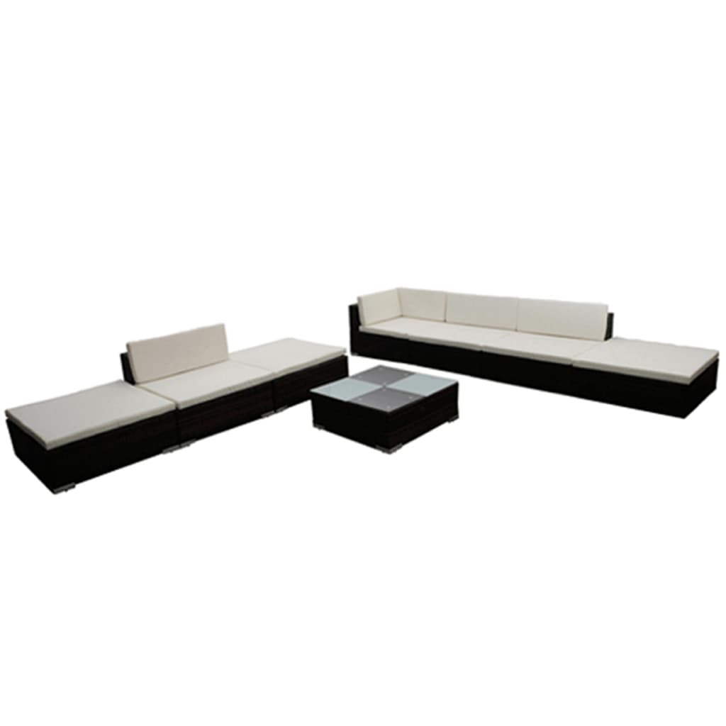 Set Divani da Giardino 8 pz con Cuscini in Polyrattan Marrone | homemem39