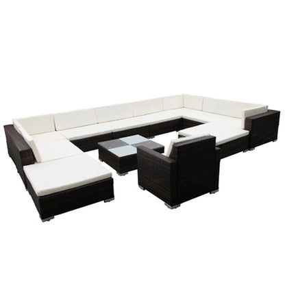 Set Divani da Giardino 12 pz con Cuscini in Polyrattan Nero