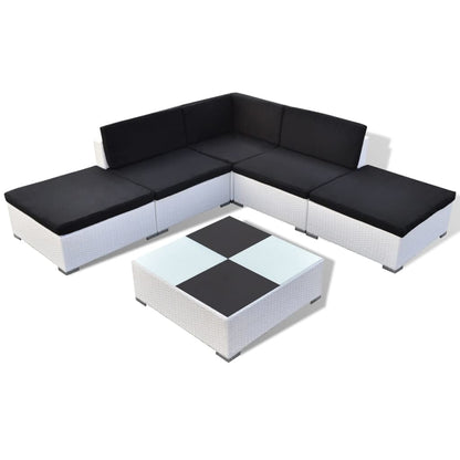 Set Divani da Giardino 6 pz con Cuscini in Polyrattan Bianco | homemem39