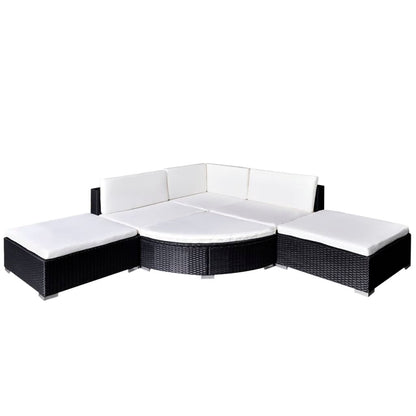 Set Mobili da Giardino 6 pz con Cuscini in Polyrattan Nero | homemem39
