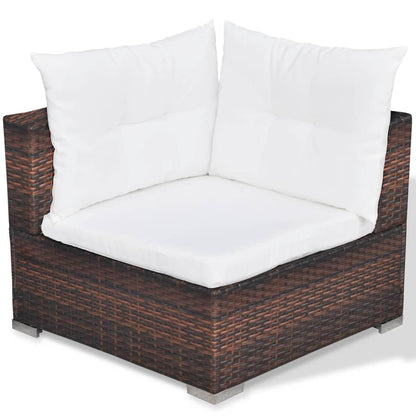 Set Divani da Giardino 5 pz con Cuscini in Polyrattan Marrone | homemem39