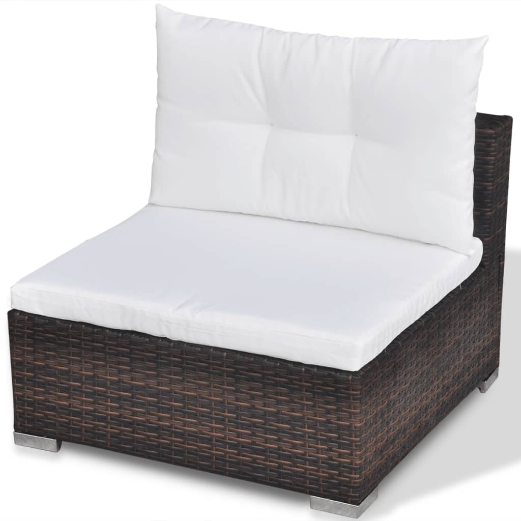 Set Divani da Giardino 5 pz con Cuscini in Polyrattan Marrone | homemem39