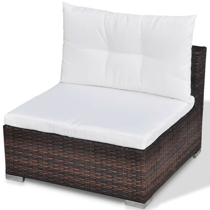 Set Divani da Giardino 5 pz con Cuscini in Polyrattan Marrone | homemem39