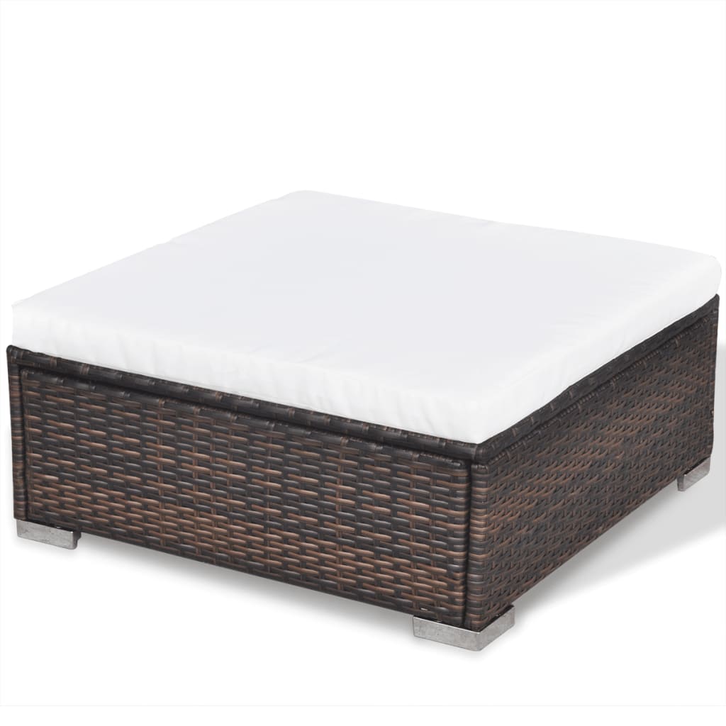 Set Divani da Giardino 5 pz con Cuscini in Polyrattan Marrone | homemem39