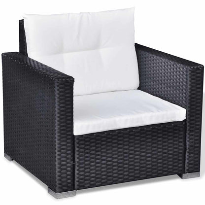 Set Divani da Giardino 6 pz con Cuscini in Polyrattan Nero