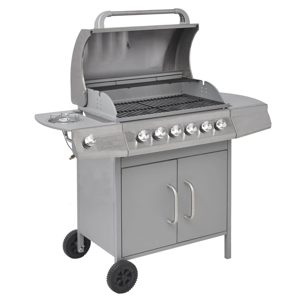 Griglia Barbecue a Gas 6+1 Fornelli Argento - homemem39