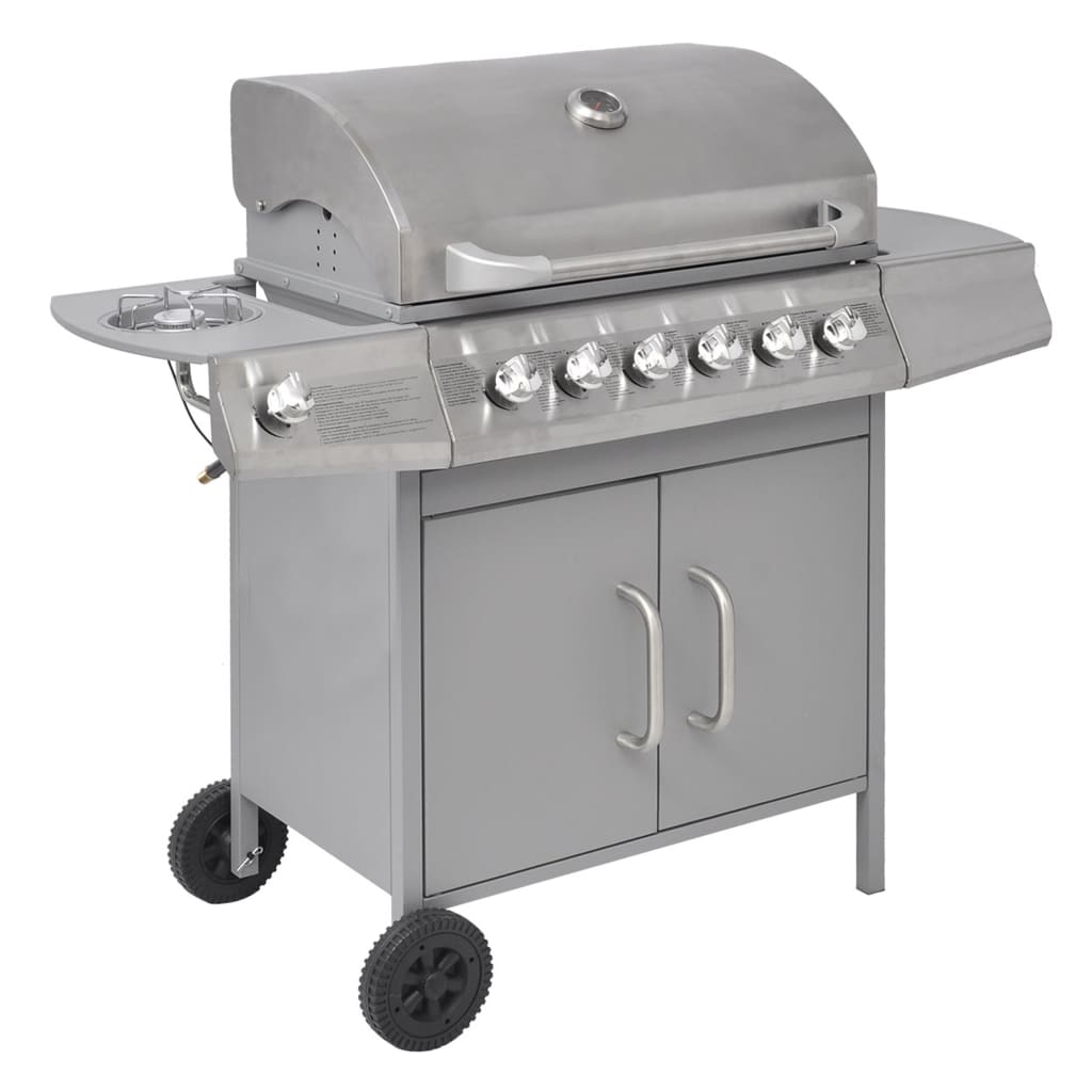 Griglia Barbecue a Gas 6+1 Fornelli Argento - homemem39