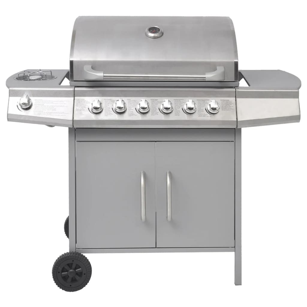 Griglia Barbecue a Gas 6+1 Fornelli Argento - homemem39