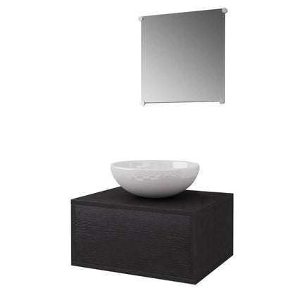 Set Mobili da Bagno con Lavabo 3 pz Nero | homemem39
