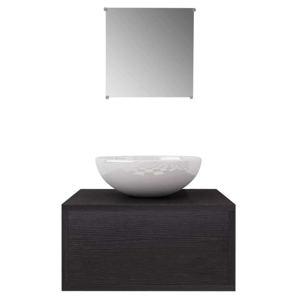 Set Mobili da Bagno con Lavabo 3 pz Nero | homemem39