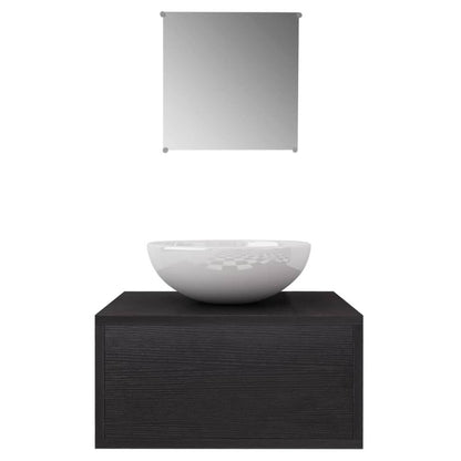 Set Mobili da Bagno con Lavabo 3 pz Nero | homemem39