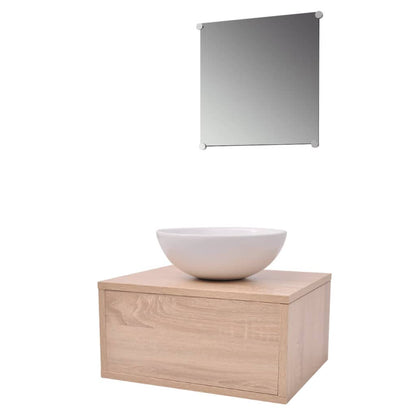 Mobili da Bagno con Lavabo Set 3 pz Beige | homemem39