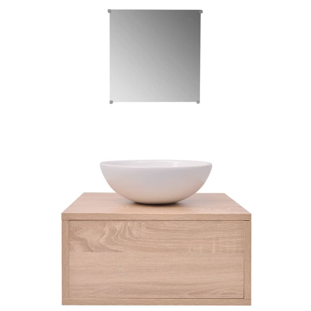 Mobili da Bagno con Lavabo Set 3 pz Beige | homemem39