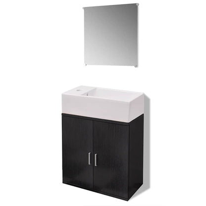 Set Mobili da Bagno con Lavabo 3 pz Nero | homemem39