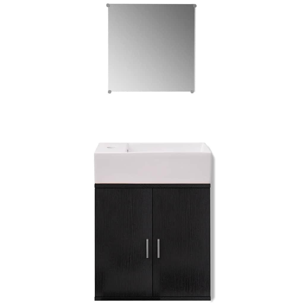 Set Mobili da Bagno con Lavabo 3 pz Nero | homemem39