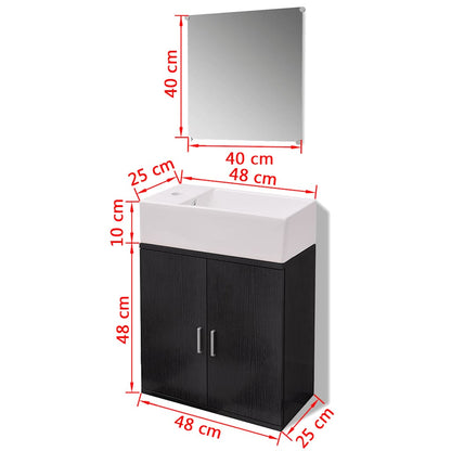 Set Mobili da Bagno con Lavabo 3 pz Nero | homemem39