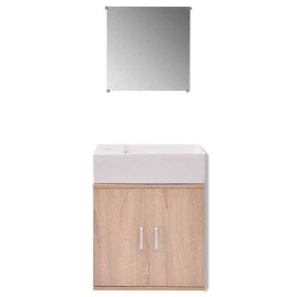 Set Mobili da Bagno con Lavabo 3 pz Beige | homemem39
