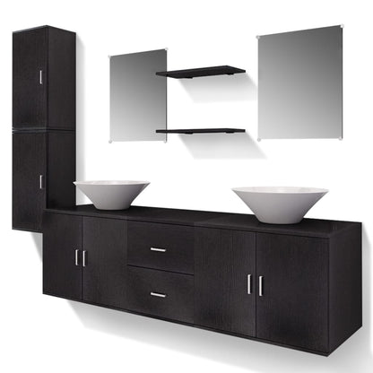 Mobili da Bagno con Lavabo Set 9 pz Nero | homemem39
