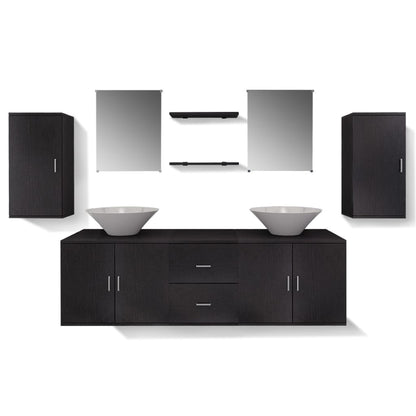Mobili da Bagno con Lavabo Set 9 pz Nero | homemem39