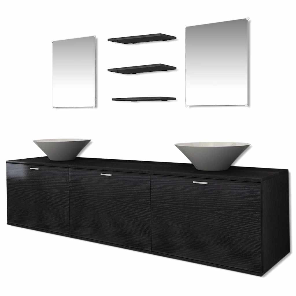 Set Mobili da Bagno con Lavabo 8 pz Nero | homemem39