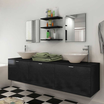 Set Mobili da Bagno con Lavabo 8 pz Nero | homemem39