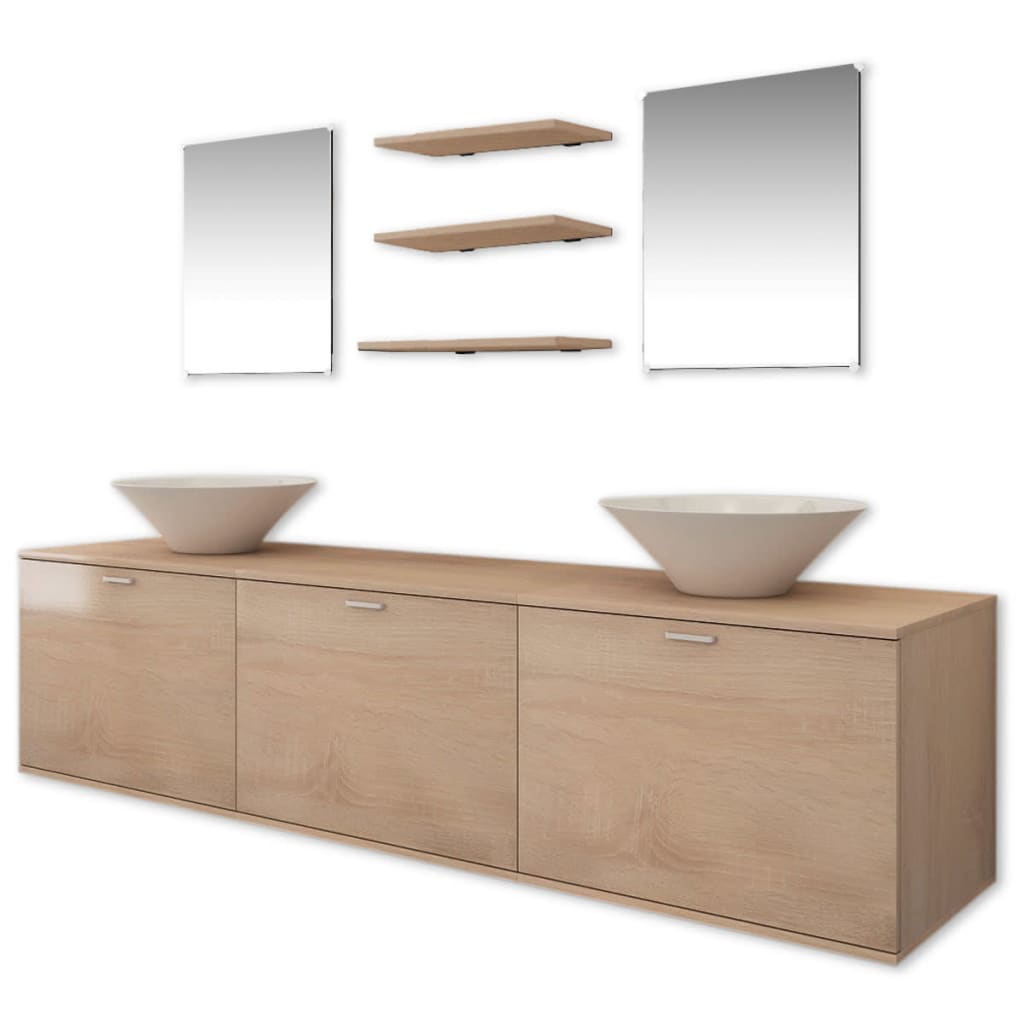 Mobili da Bagno con Lavabo Set 8 pz Beige | homemem39