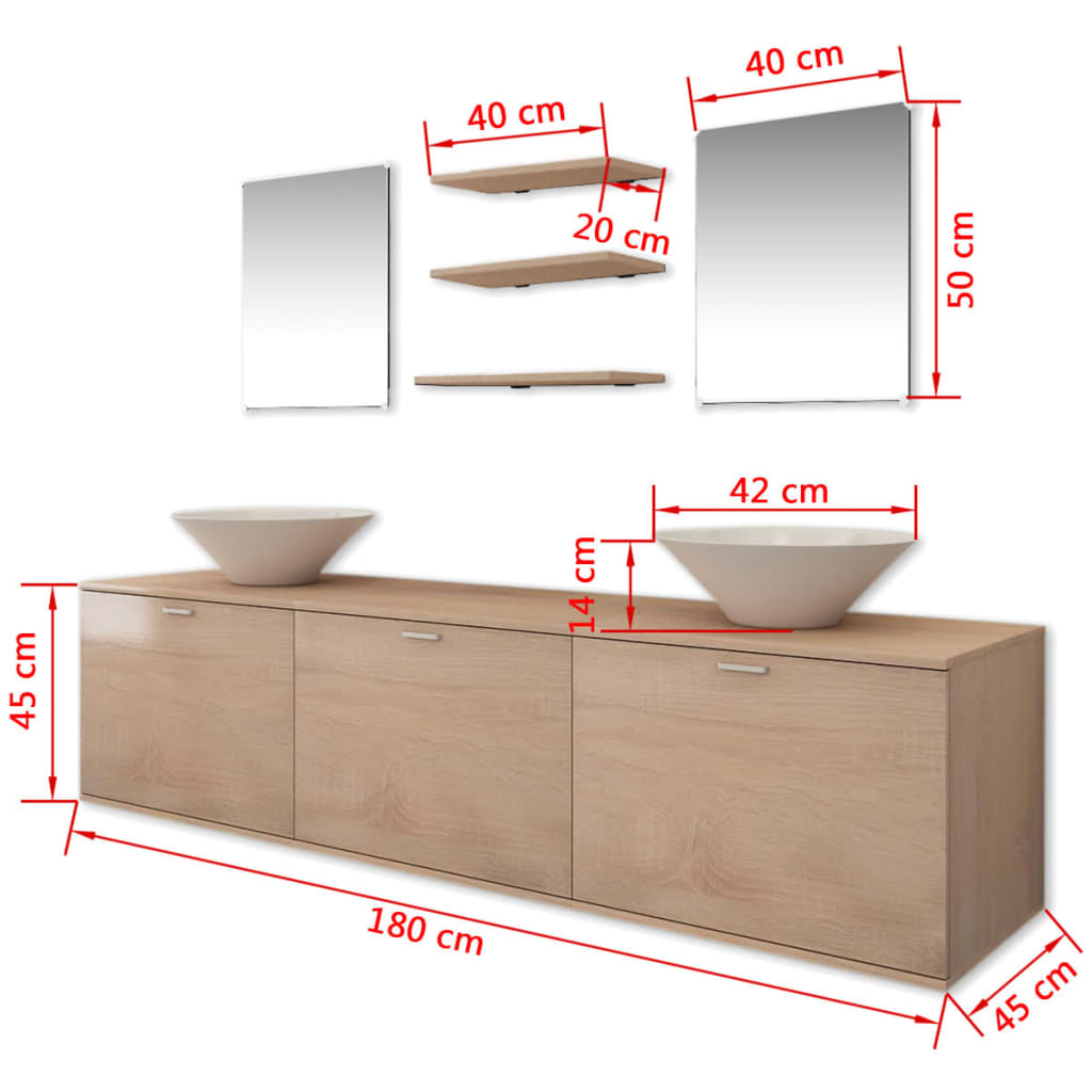 Mobili da Bagno con Lavabo Set 8 pz Beige | homemem39