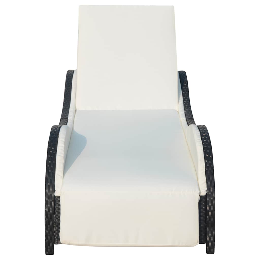 Lettino Prendisole con Cuscino in Polyrattan Marrone