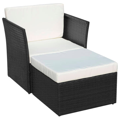 Sedia da Giardino con Poggiapiedi in Polyrattan Nero - homemem39