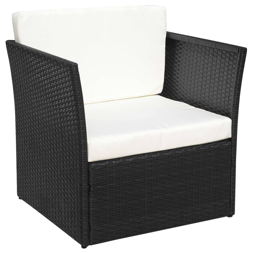 Sedia da Giardino con Poggiapiedi in Polyrattan Nero - homemem39