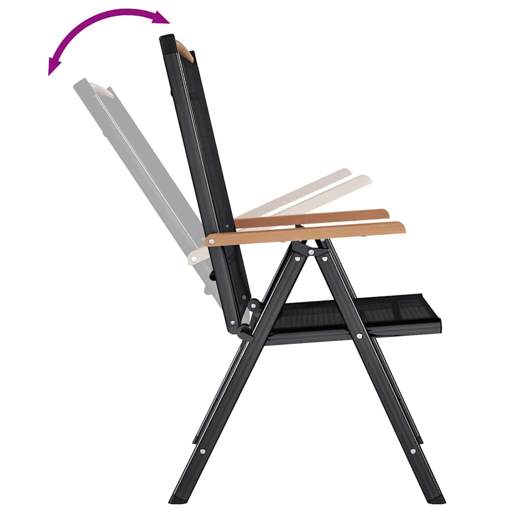 Sedie da Giardino Pieghevoli 2 pz in Alluminio e Textilene Nere - homemem39