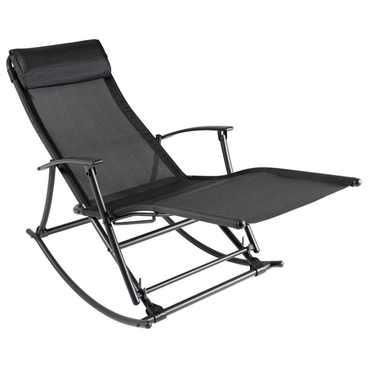 Garden Rocking Chair in Steel and Black Textilene