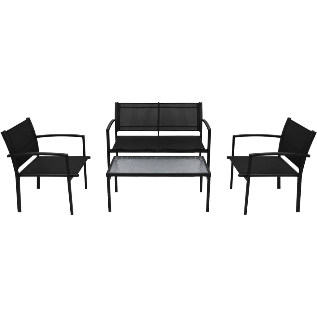 Set da Pranzo da Giardino 4 pz in Textilene Nero - homemem39
