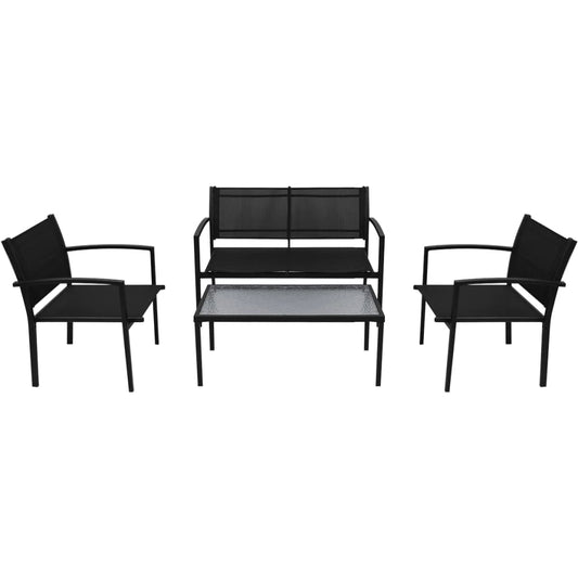 Set da Pranzo da Giardino 4 pz in Textilene Nero - homemem39