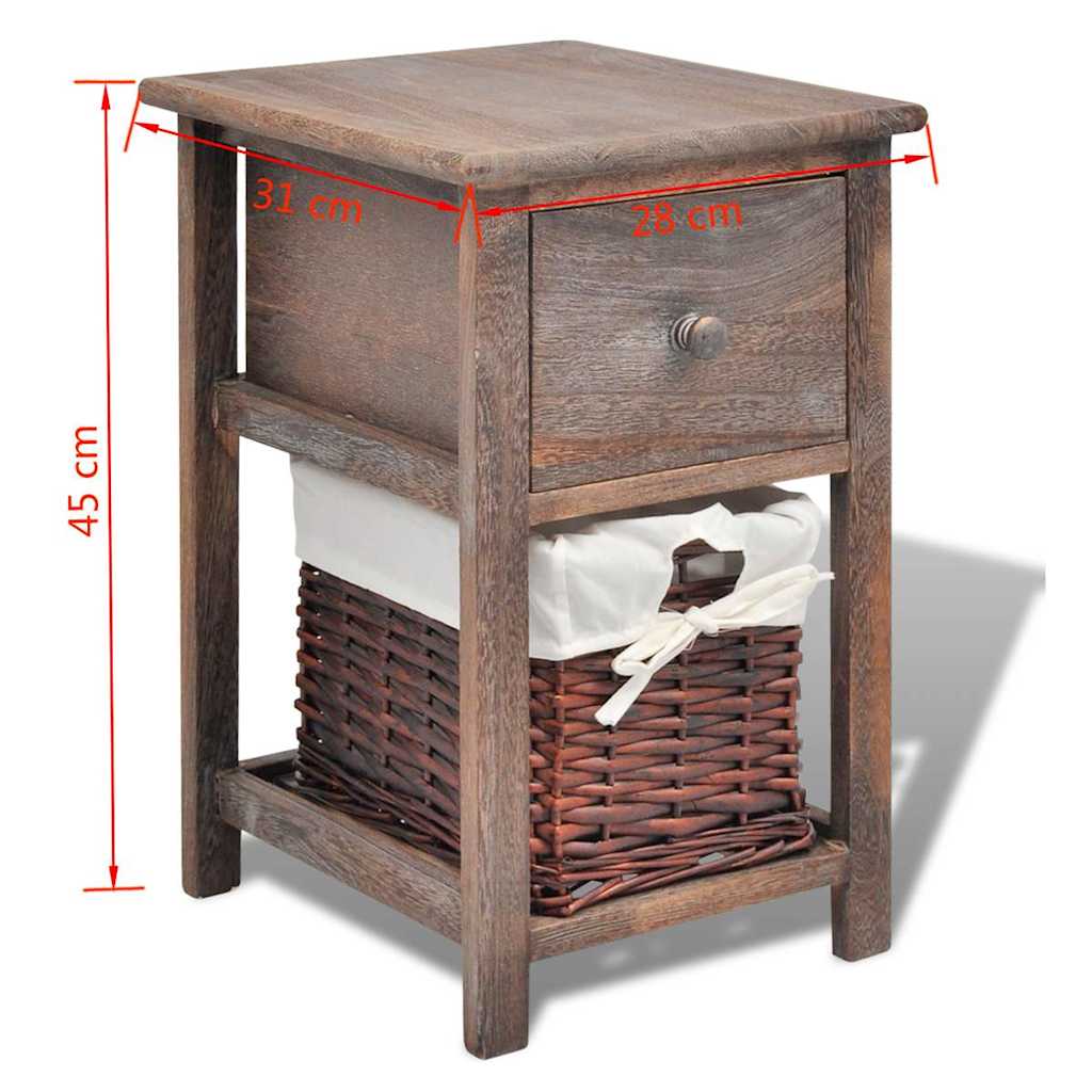 Comodino da Notte Set 2 pz in Legno