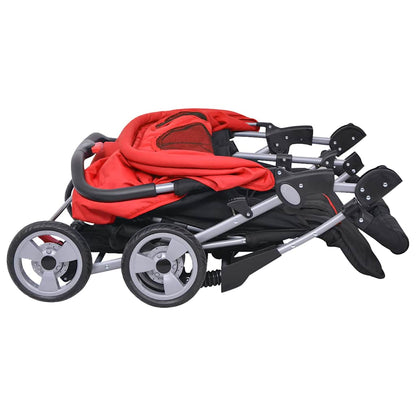 Passeggino Gemellare in Acciaio Rosso e Nero - homemem39