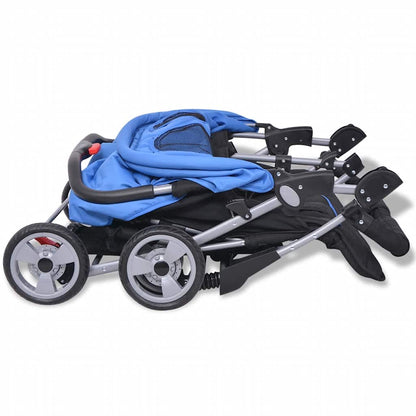 Passeggino Gemellare in Acciaio Blu e Nero - homemem39