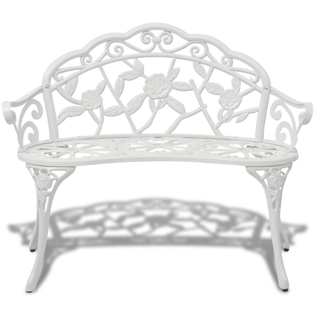 Panchina da Giardino 100 cm in Alluminio Pressofuso Bianco | homemem39